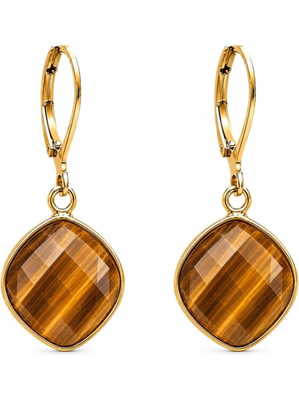 Elegant Gold Dangle Crystal Drop Earrings for Women - Gemstone Leverback Design